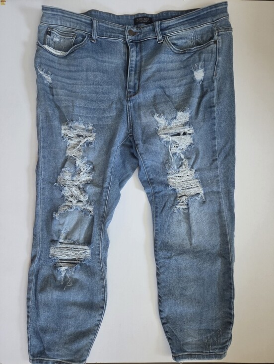 Judy Blue Denim - Judy Blue Jeans Womens 20W Distressed ripped Boyfriend Fit Stretch JB82170LT